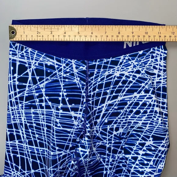 Women's Nike Pro Crop Leggings Blue & White Abstract Print Small Dri-Fit - Picture 9 of 16